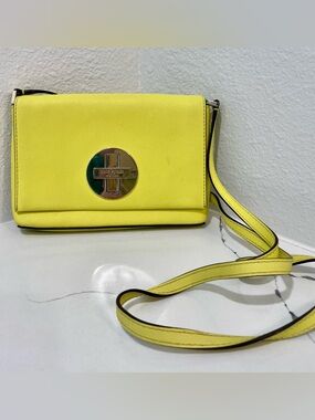 Kate Spade New York Yellow Saffiano Leather Turnlock Crossbody Bag